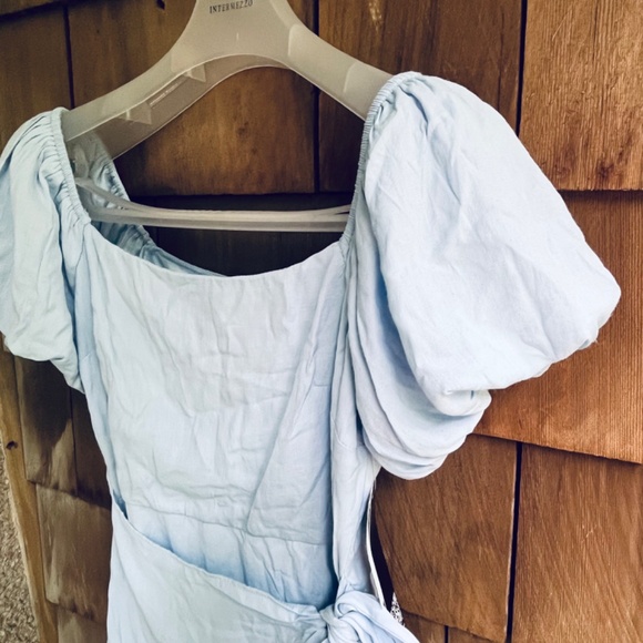 Trixxi Women’s Juniors Fit & Flare Mini Light Blue Dress Short Sleeve Ruffle - Picture 9 of 17